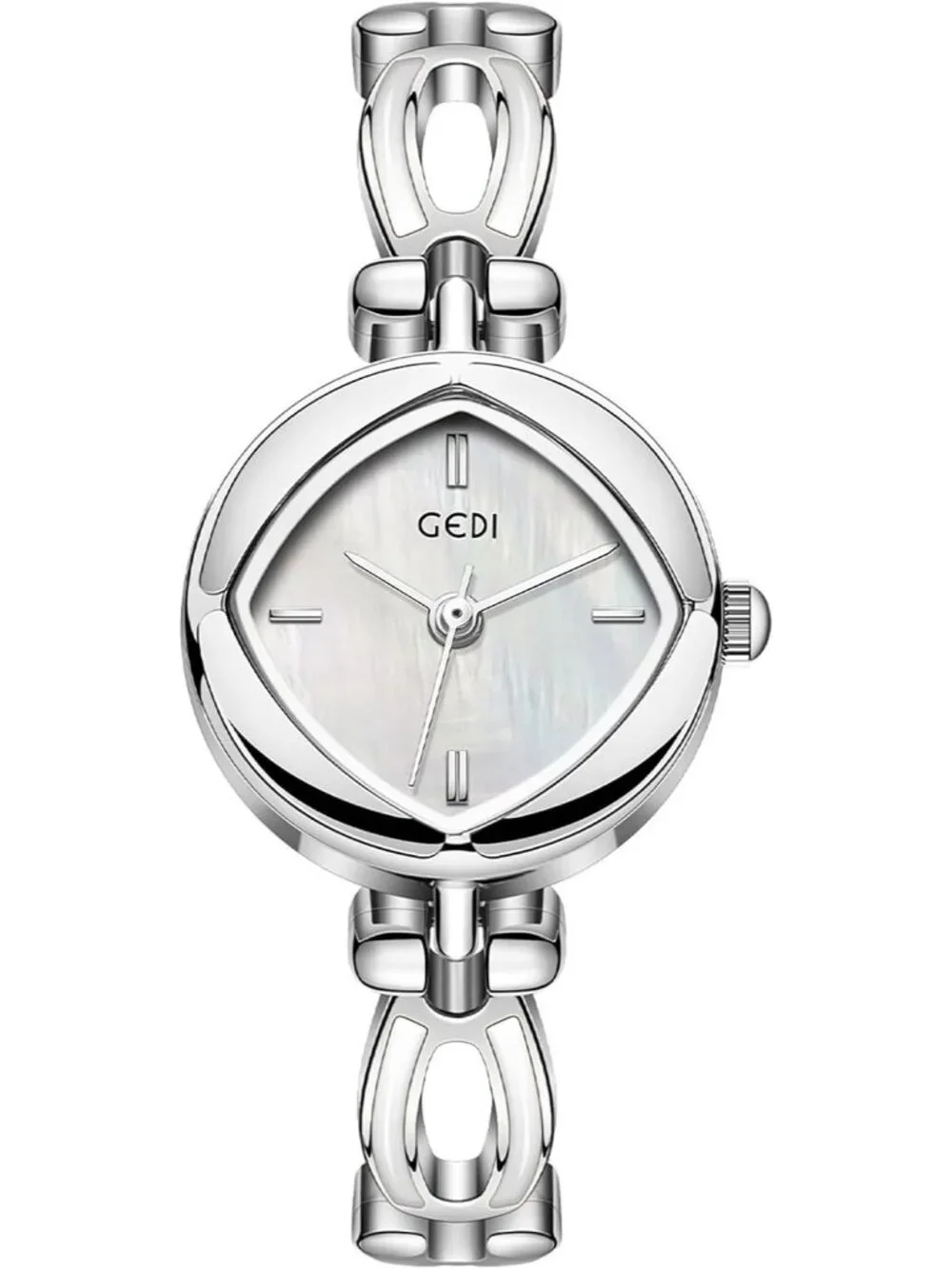 Women's Silver White Quartz Waterproof Rhombus Dial Retro Elegant Wrist Watches